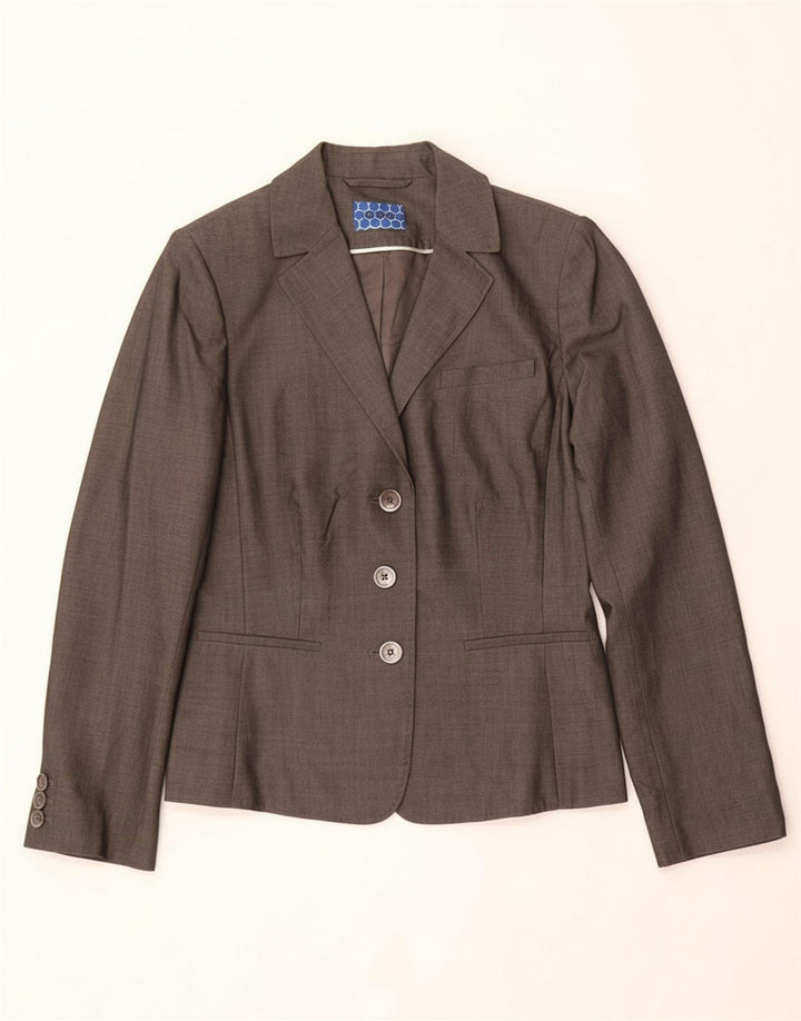 HOBBS Womens 3 Button Blazer Jacket UK 12 Medium Grey Viscose