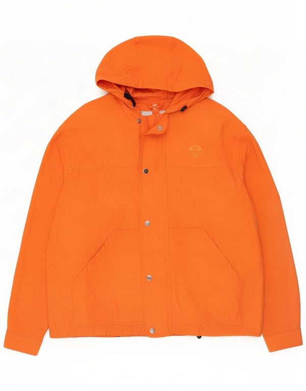 North Sails Mens Hooded Windbreaker Jacket UK 40 Large Orange Cotton
