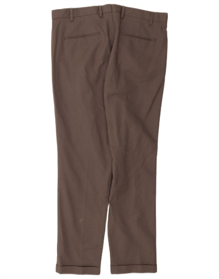 Marks & Spencer Mens Slim Suit Trousers W36 L31 Grey Cotton