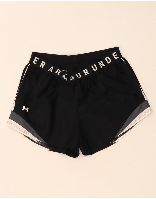 Under Armour Womens Heat Gear Sport Shorts UK 10 Small Black Colourblock