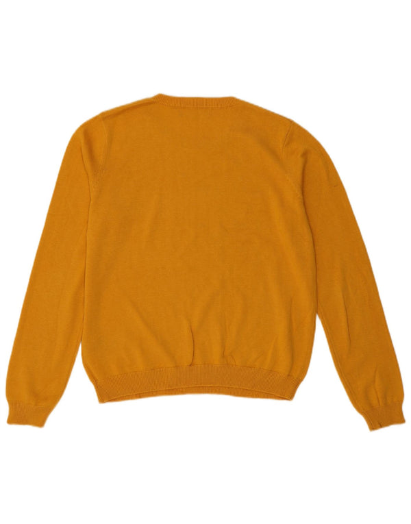 Oasis Womens Graphic Crew Neck Jumper Sweater UK 14 Medium Yellow Cotton