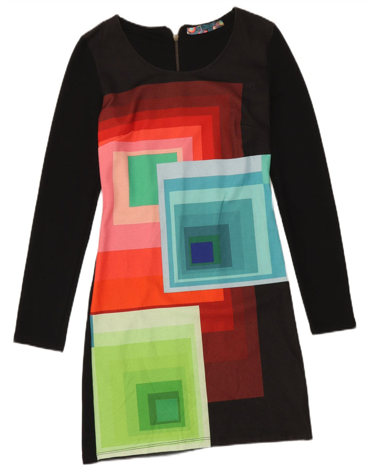 Desigual Womens Basic Dress UK 12 Medium Black Geometric Polyester
