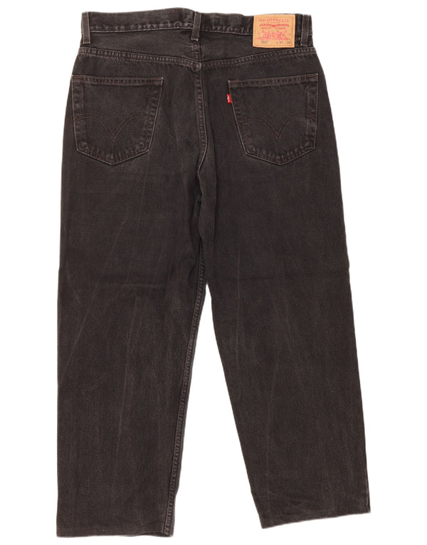 Levi's Mens 550 Relaxed Fit Straight Jeans W36 L27 Black Cotton