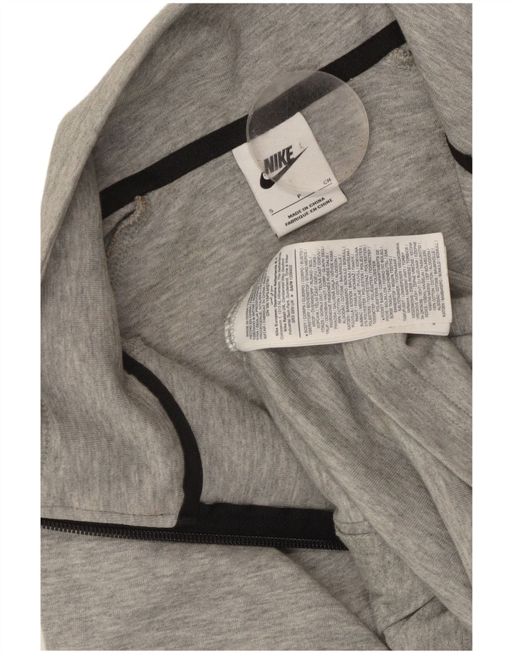 NIKE Womens Oversized Crop Sweatshirt Jumper UK 10 Small Grey Flecked