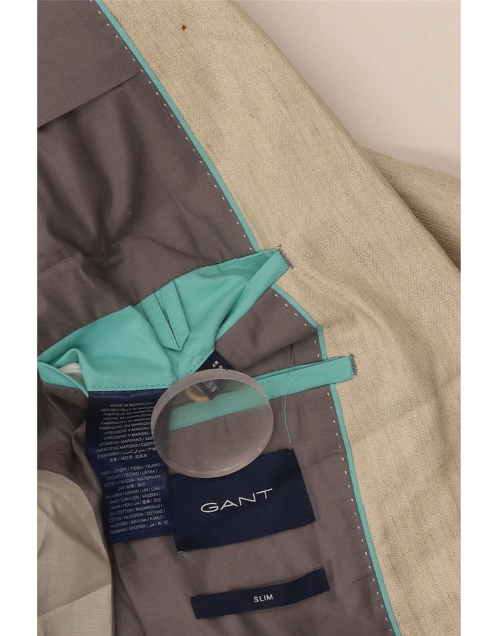 GANT Mens Slim 2 Button Blazer Jacket UK 38 Medium Beige Linen