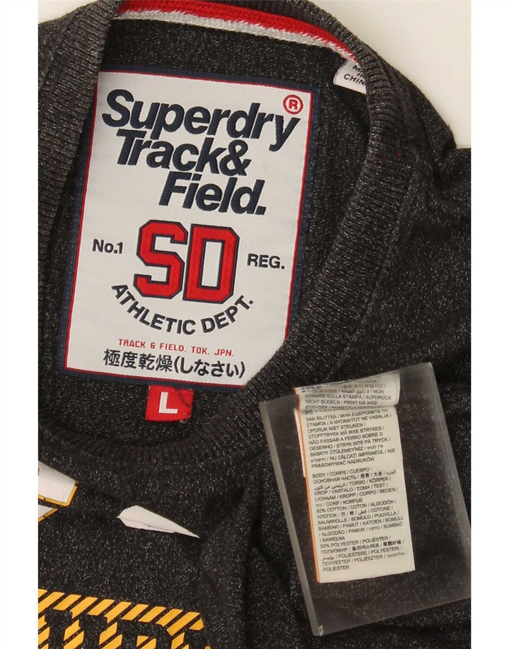Superdry Mens Graphic T-Shirt Top Large Grey Cotton