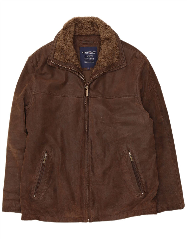 State of Art Mens Leather Jacket UK 40 Large Brown