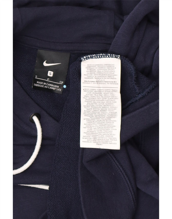 NIKE Mens Hoodie Jumper Small Navy Blue Cotton
