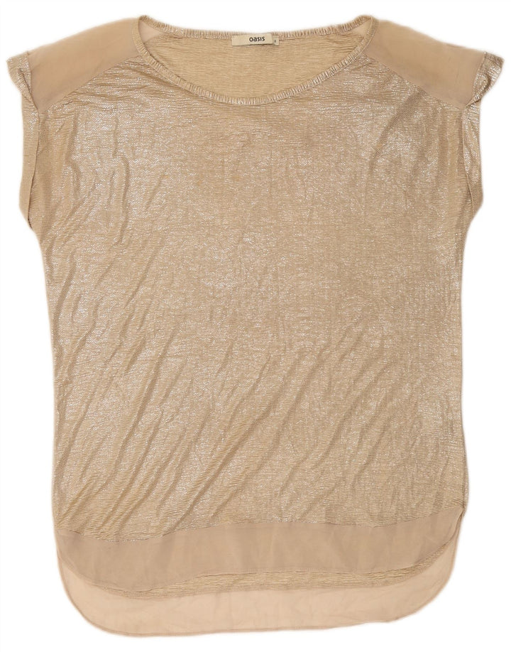 OASIS Womens Longline Oversized Blouse Top UK 10 Small Gold Polyester