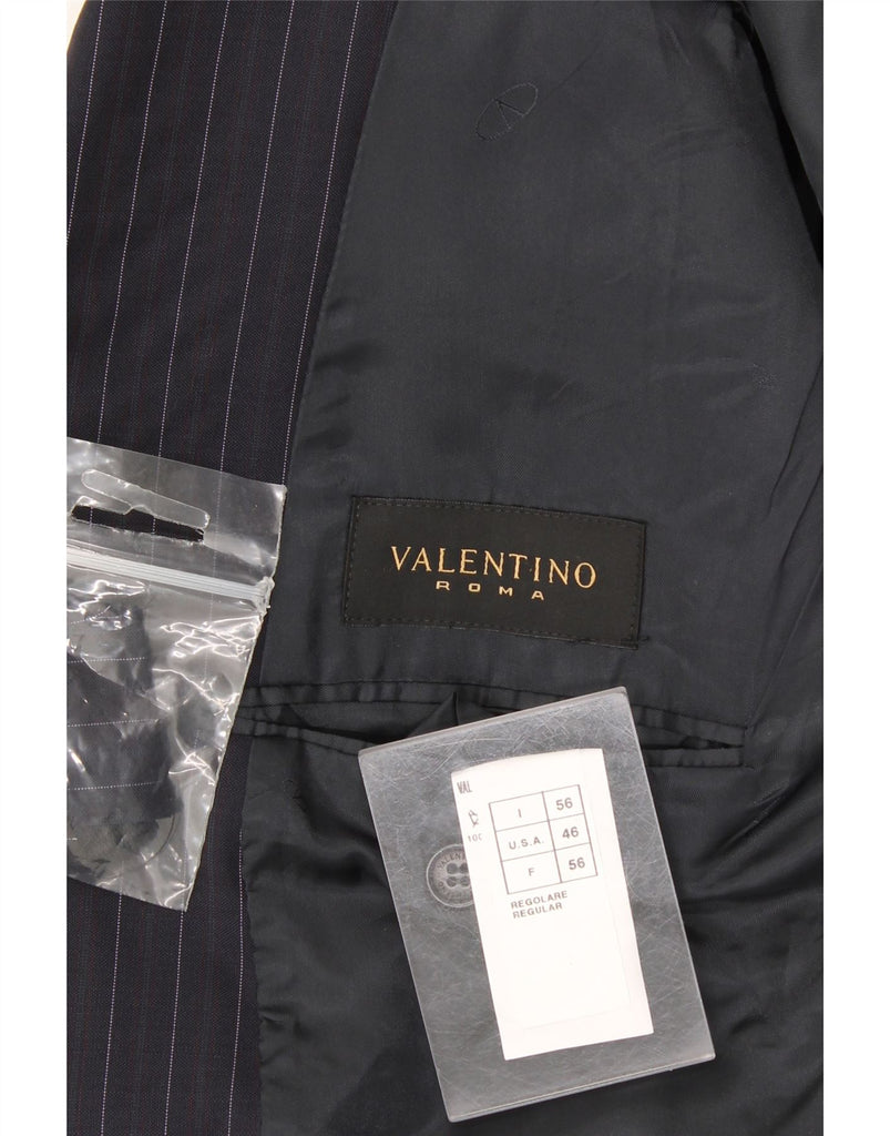 VALENTINO Mens 3 Button Blazer Jacket IT 56 3XL Navy Blue Pinstripe Wool Vintage Valentino and Second-Hand Valentino from Messina Hembry 