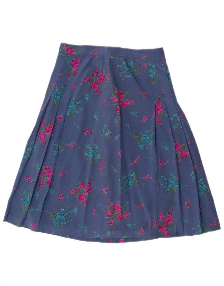 VINTAGE Womens A-Line Skirt W28 Medium Blue Floral