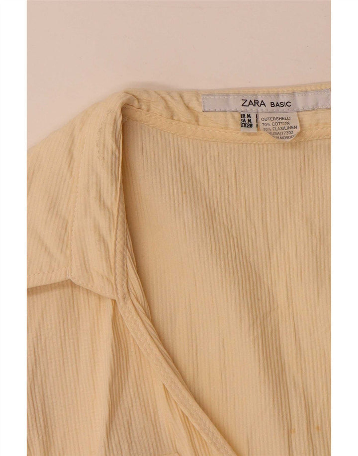 Zara Womens A-Line Dress UK 12 Medium Yellow Cotton