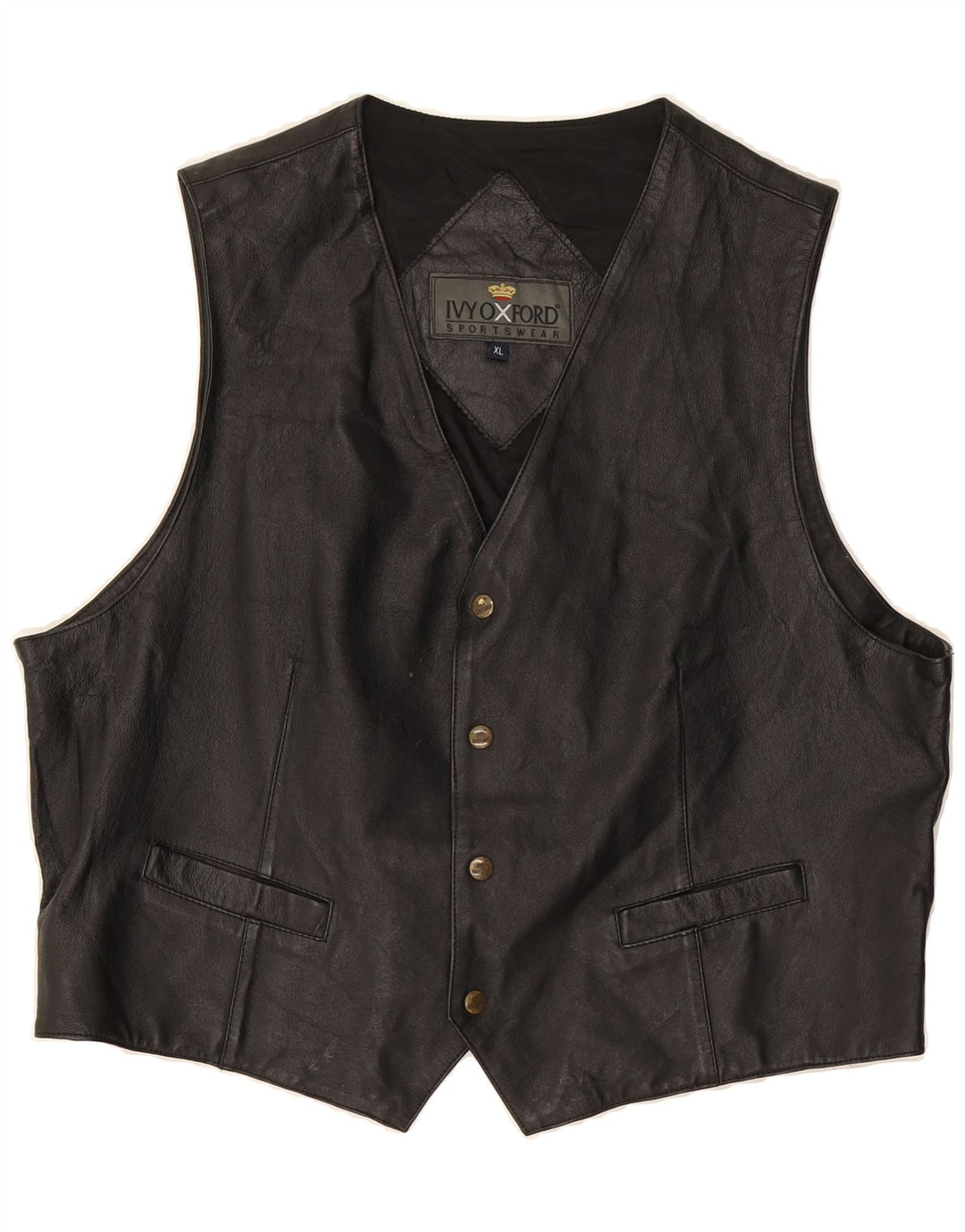 IVY OXFORD Mens Leather Waistcoat XL Black Leather Vintage Ivy Oxford and Second-Hand Ivy Oxford from Messina Hembry 