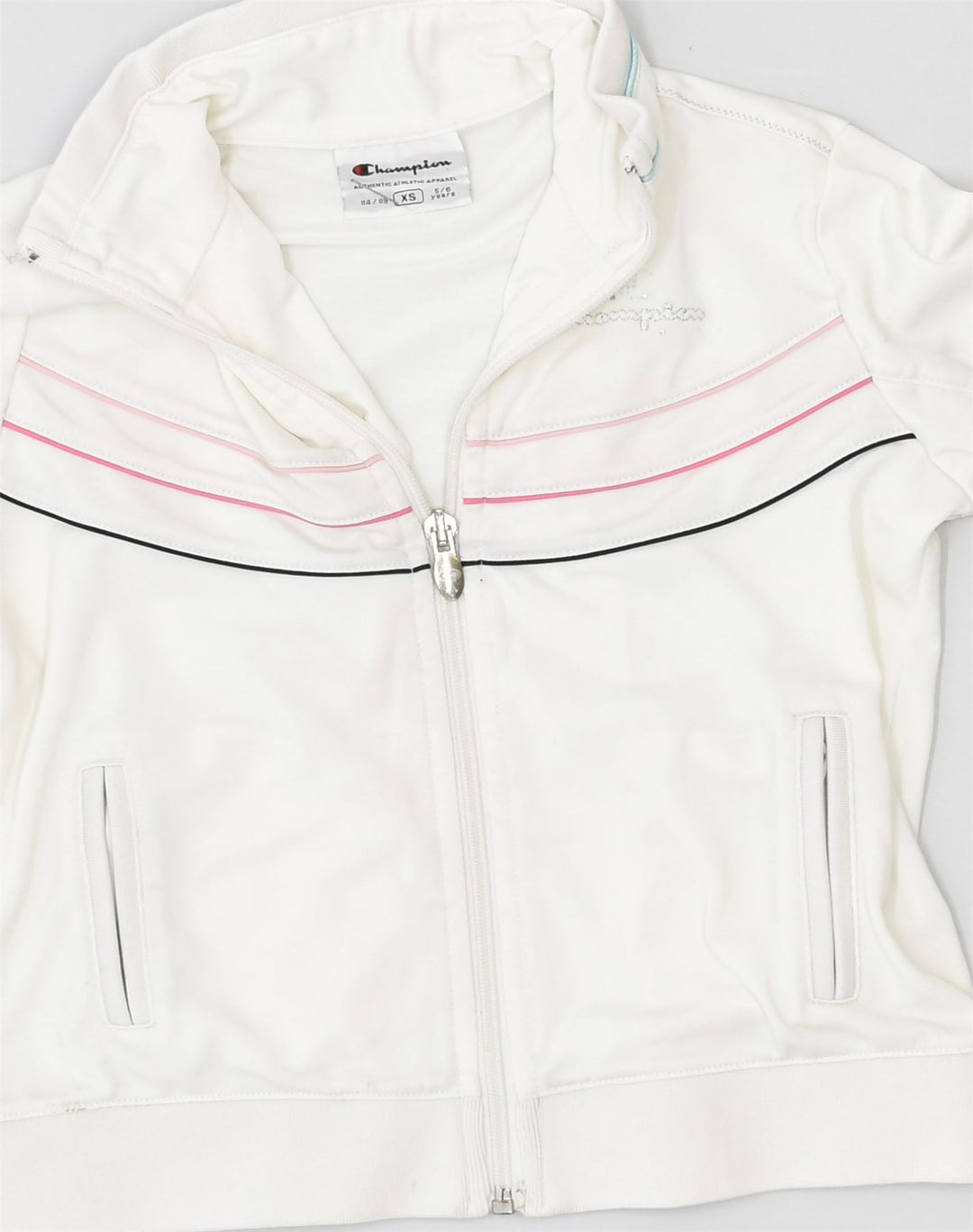 CHAMPION Girls Tracksuit Top Jacket 5-6 Years XS White Polyester | Vintage Champion | Thrift | Second-Hand Champion | Used Clothing | Messina Hembry 