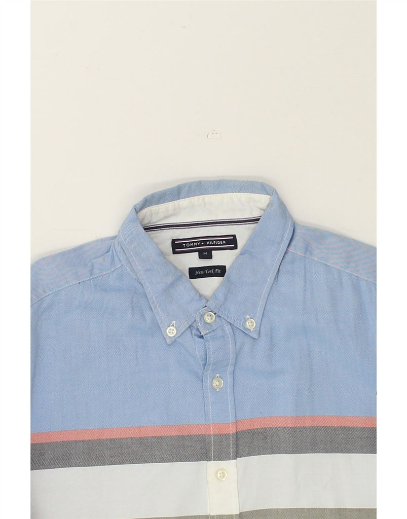 TOMMY HILFIGER Mens New York Fit Shirt Medium Blue Colourblock Cotton | Vintage Tommy Hilfiger | Thrift | Second-Hand Tommy Hilfiger | Used Clothing | Messina Hembry 