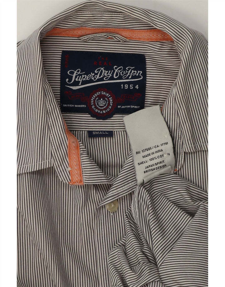Superdry Mens Shirt Small Grey Pinstripe Cotton