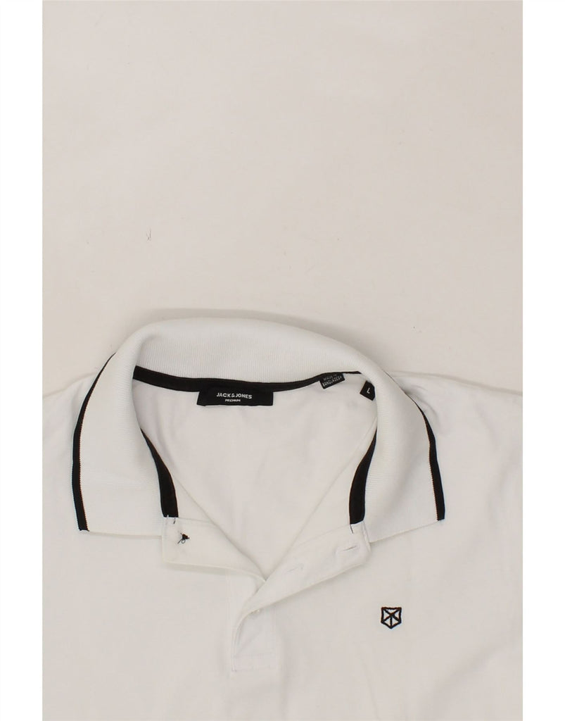 JACK & JONES Mens Premium Polo Shirt Large White Cotton Vintage Jack & Jones and Second-Hand Jack & Jones from Messina Hembry 