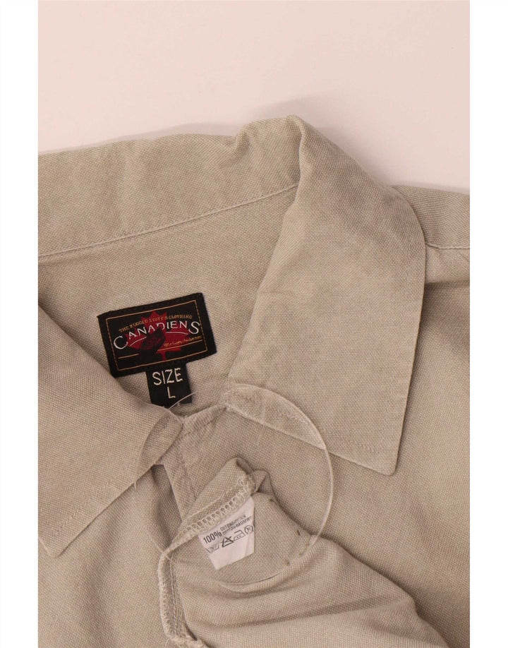 Canadiens Mens Short Sleeve Shirt Large Grey Cotton