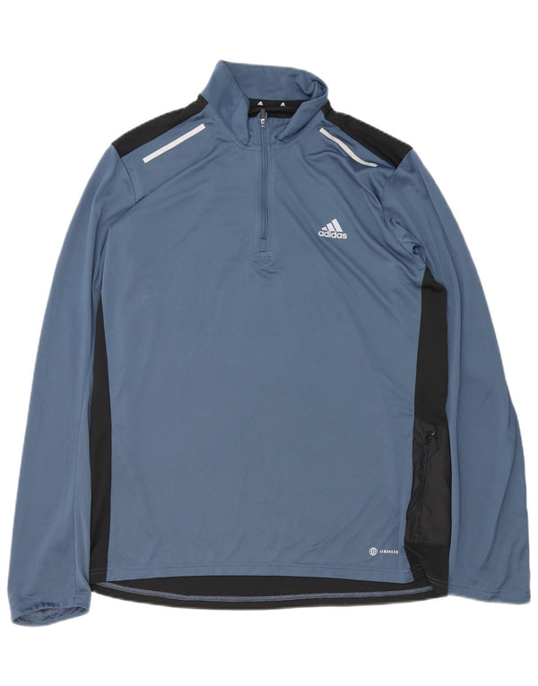 Adidas Mens Aeroready Pullover Tracksuit Top Large Navy Blue Colourblock