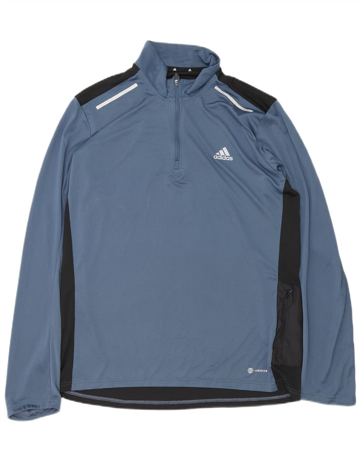 Adidas Mens Aeroready Pullover Tracksuit Top Large Navy Blue Colourblock