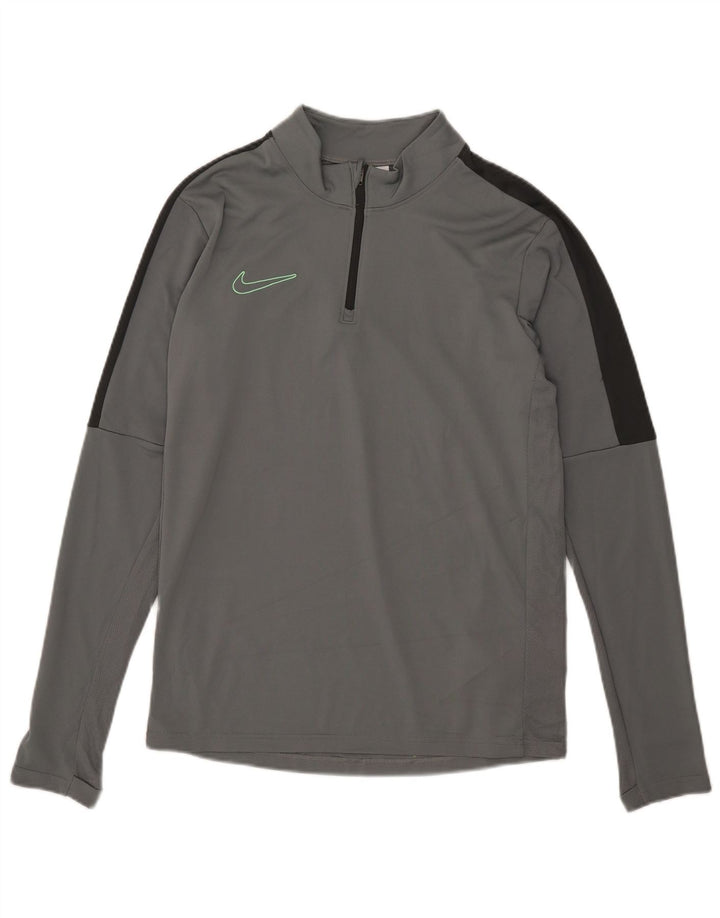 Nike Mens Dri Fit Zip Neck Pullover Tracksuit Top Small Grey Colourblock