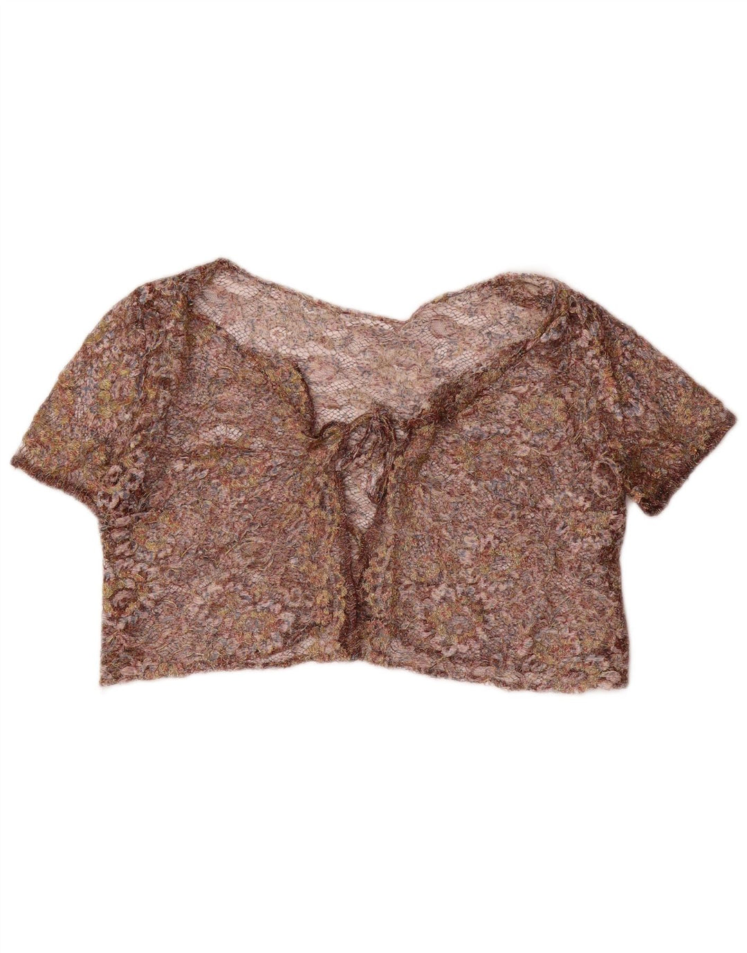 Vintage Womens Crop Bolero Top UK 12 Medium Multicoloured Floral