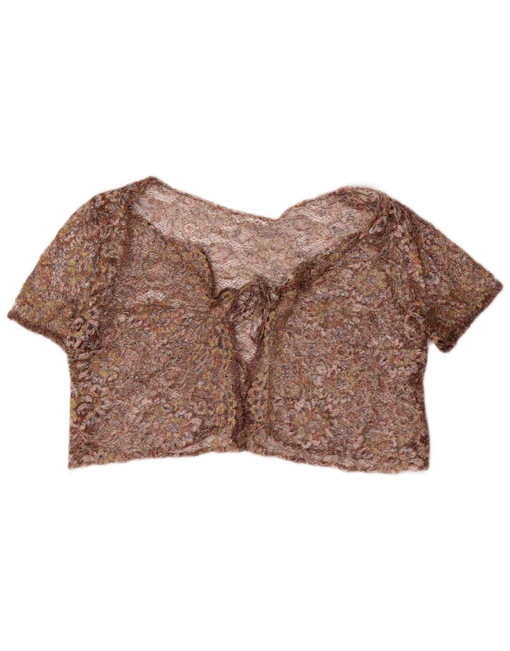 Vintage Womens Crop Bolero Top UK 12 Medium Multicoloured Floral