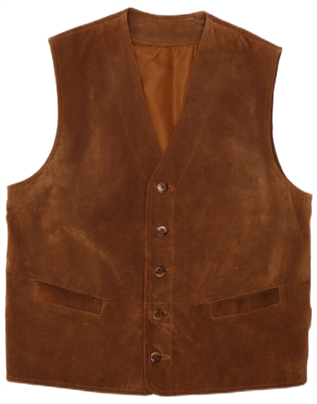 Front Line Mens Suede Waistcoat UK 40 Medium Brown Leather