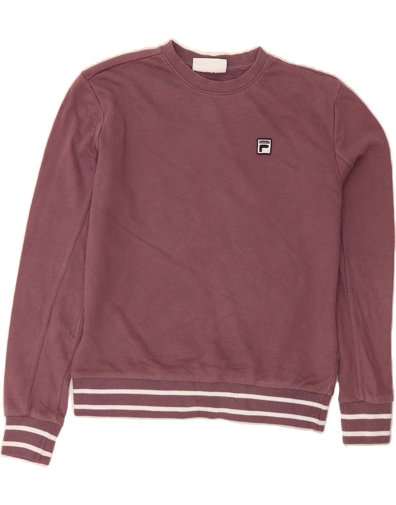 FILA Womens Oversized Sweatshirt Jumper UK 10 Small Burgundy Cotton Vintage Fila and Second-Hand Fila from Messina Hembry 