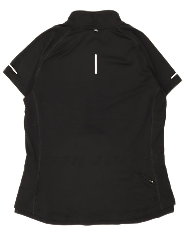 Nike Womens Dri Fit Zip Neck T-Shirt Top UK 14 Large Black Polyester