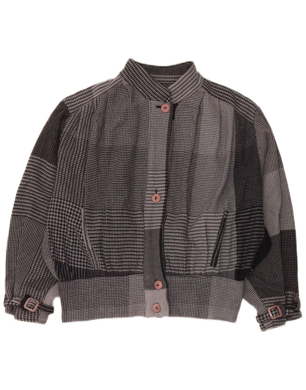 Vintage Womens Oversized Bomber Jacket UK 18 XL Grey Houndstooth
