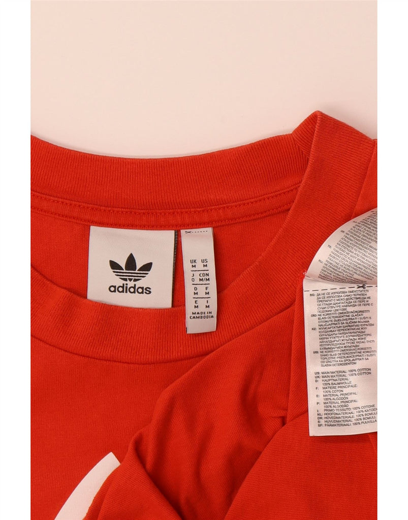 ADIDAS Mens Graphic T-Shirt Top Medium Orange Cotton Vintage Adidas and Second-Hand Adidas from Messina Hembry 