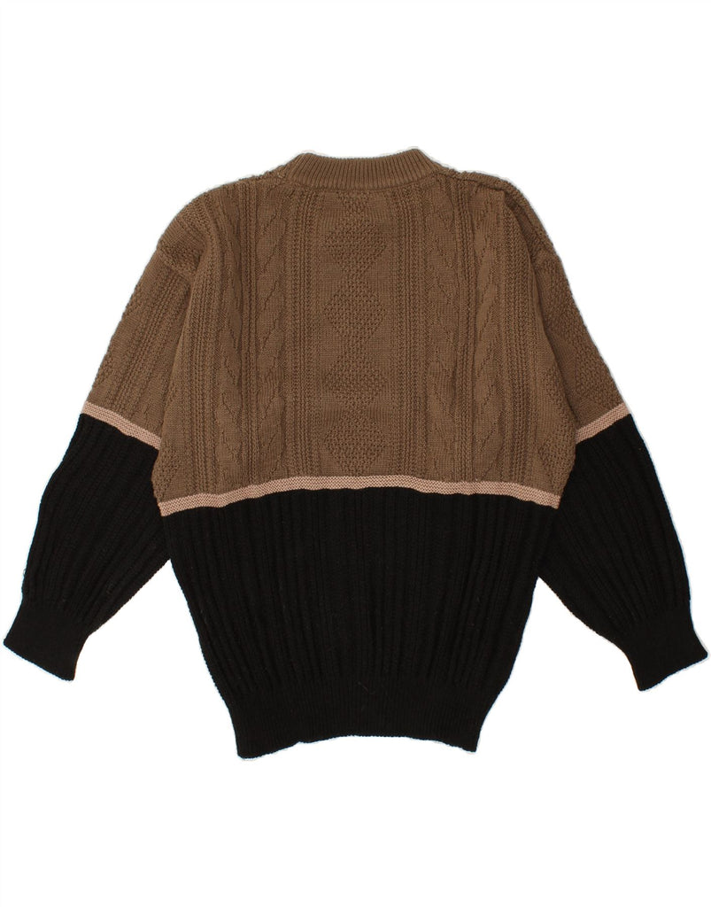 VINTAGE Womens Crew Neck Jumper Sweater UK 16 Large Brown Colourblock Vintage Vintage and Second-Hand Vintage from Messina Hembry 