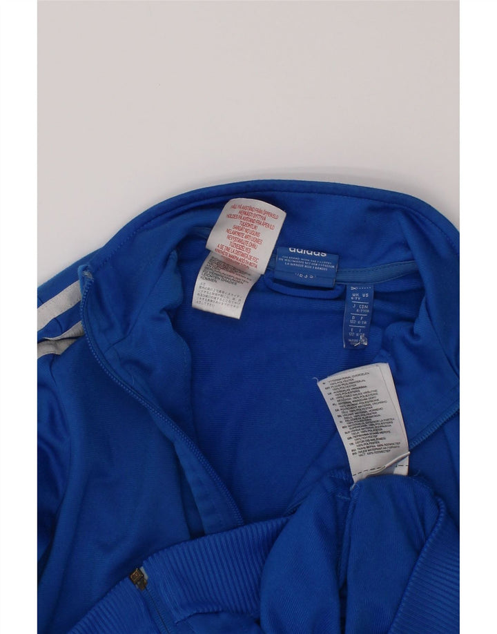 Adidas Boys Graphic Tracksuit Top Jacket 6-7 Years Blue Polyester