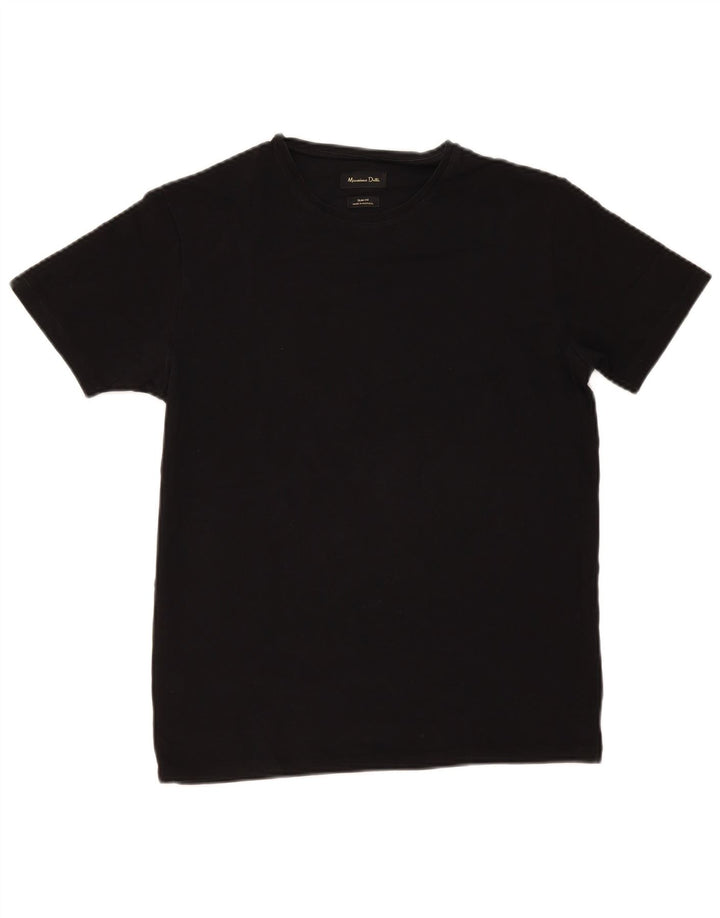 Massimo Dutti Mens Short Sleeve Slim Fit T-Shirt Top Medium Black