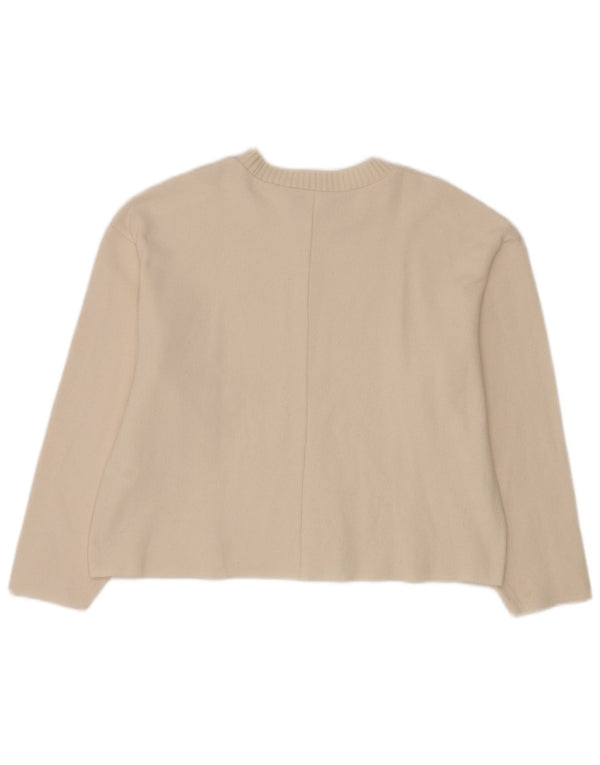 Zara Womens Crew Neck Jumper Sweater UK 14 Medium White Polyester