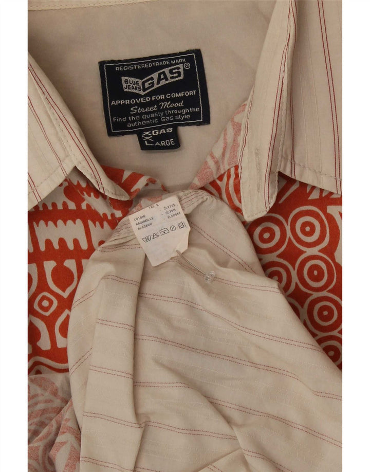 Gas Mens Short Sleeve Shirt 2XL Orange Patchwork Cotton