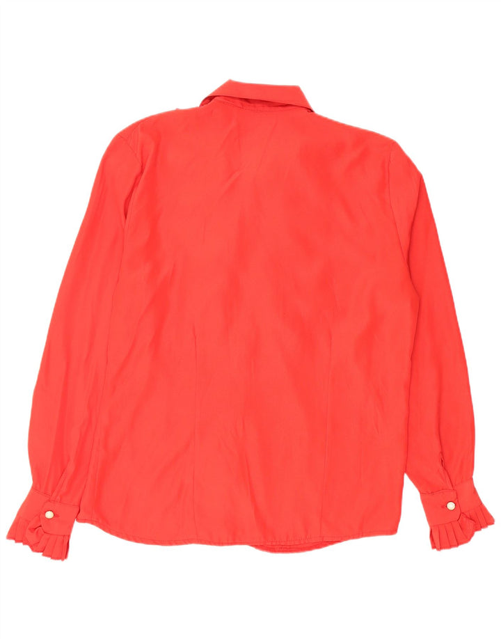 Vintage Womens Ruffle Front Formal Shirt UK 16 Large Red Viscose