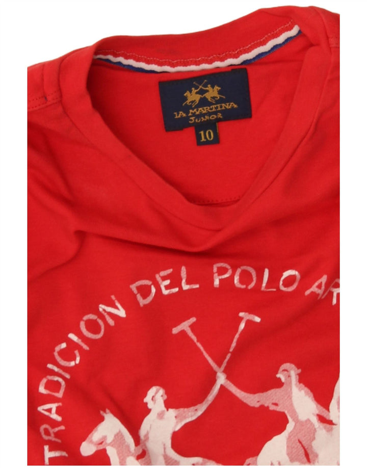 La Martina Boys Graphic T-Shirt Top 9-10 Years Red