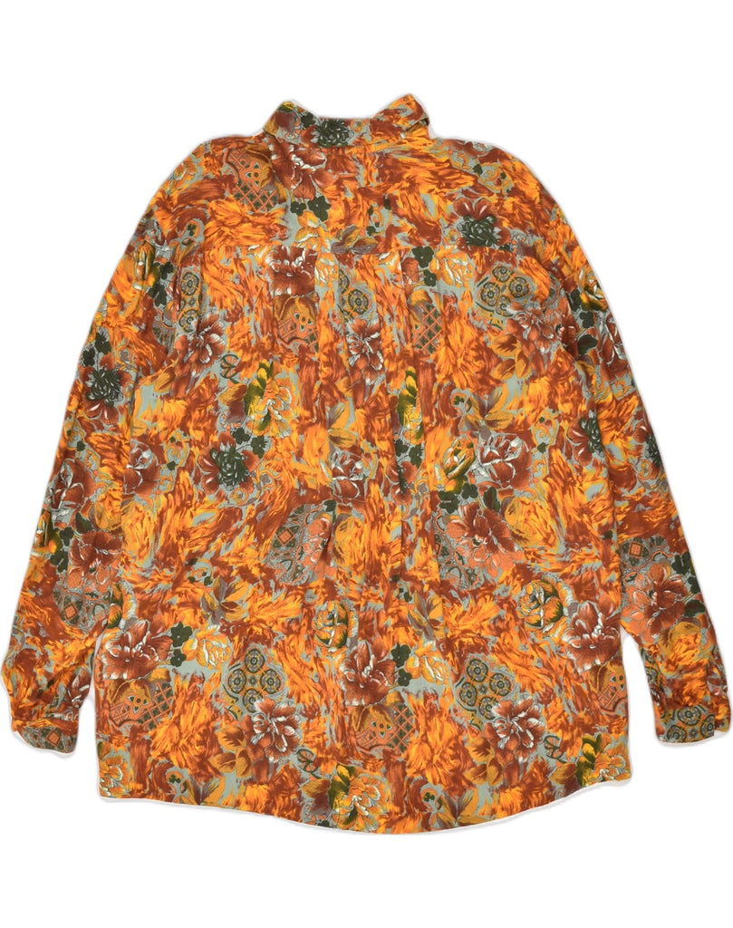 VINTAGE Womens Shirt UK 16 Large Orange Floral | Vintage Vintage | Thrift | Second-Hand Vintage | Used Clothing | Messina Hembry 