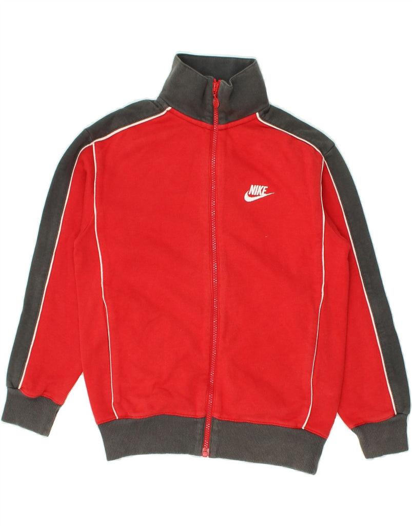 NIKE Boys Tracksuit Top Jacket 8-9 Years Small  Red Colourblock Cotton | Vintage Nike | Thrift | Second-Hand Nike | Used Clothing | Messina Hembry 