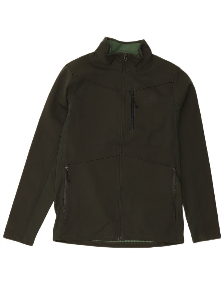 UNDER ARMOUR Mens Cold Gear Tracksuit Top Jacket Small Khaki Polyester