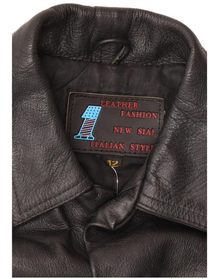 Vintage Womens Leather Jacket IT 42 Medium Black Leather