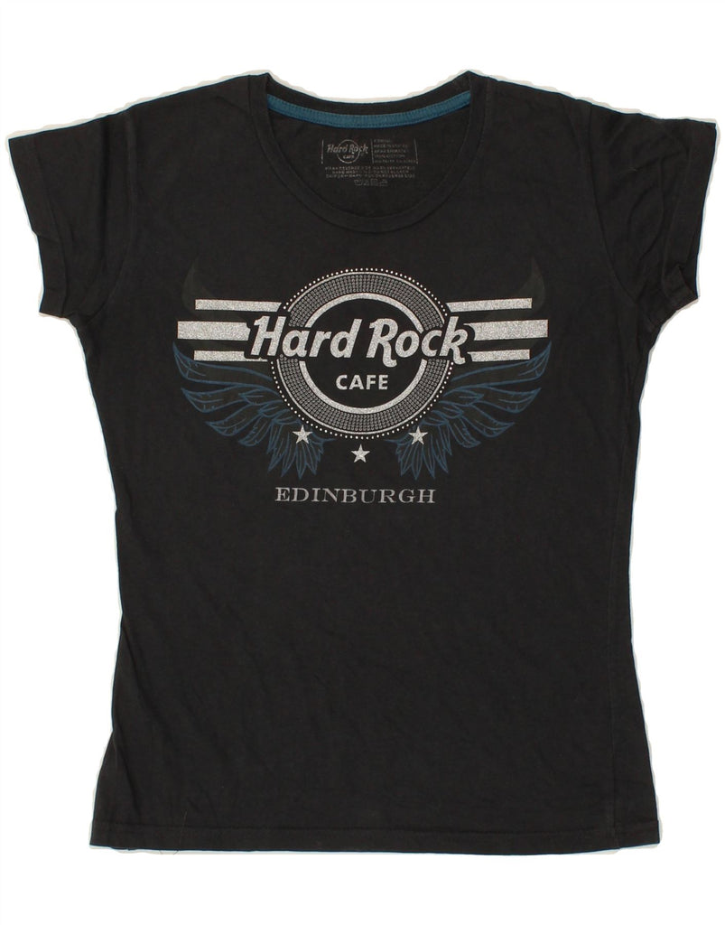 HARD ROCK CAFE Womens Edinburgh Graphic T-Shirt Top UK 6 XS Grey Cotton Vintage Hard Rock Cafe and Second-Hand Hard Rock Cafe from Messina Hembry 