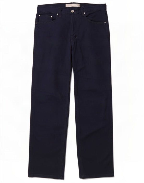 Versace Mens Straight Casual Trousers W34 L32 Navy Blue Polyester