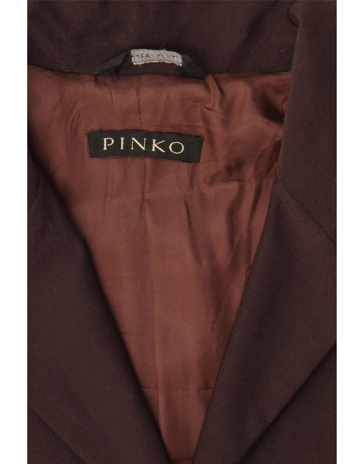 PINKO Womens 3 Button Blazer Jacket UK 10 Small Brown Polyester Vintage Pinko and Second-Hand Pinko from Messina Hembry 