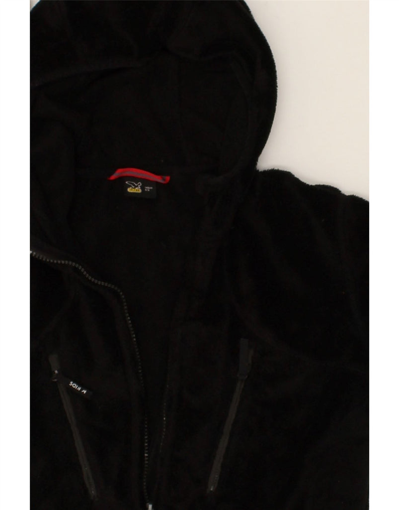 SALEWA Boys Hooded Fleece Jacket 8-9 Years Black Polyester | Vintage SALEWA | Thrift | Second-Hand SALEWA | Used Clothing | Messina Hembry 