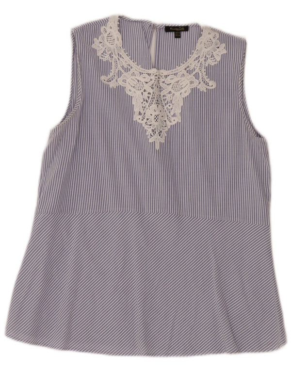 MASSIMO DUTTI Womens Sleeveless Blouse Top EU 40 Medium Blue Striped