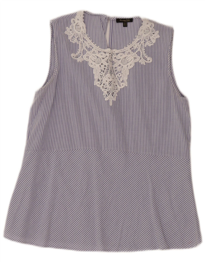 MASSIMO DUTTI Womens Sleeveless Blouse Top EU 40 Medium Blue Striped