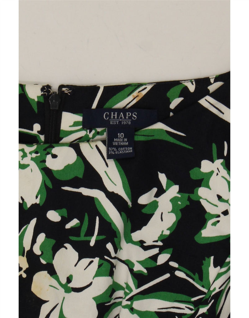 CHAPS Womens Sleeveless Sheath Dress US 10 Large Black Floral Cotton Vintage Chaps and Second-Hand Chaps from Messina Hembry 
